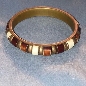 Vintage Brown and Cream Bangle Bracelet